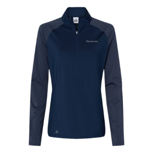 MC - Womens Adidas Stripe Block Quarter-Zip Pullover